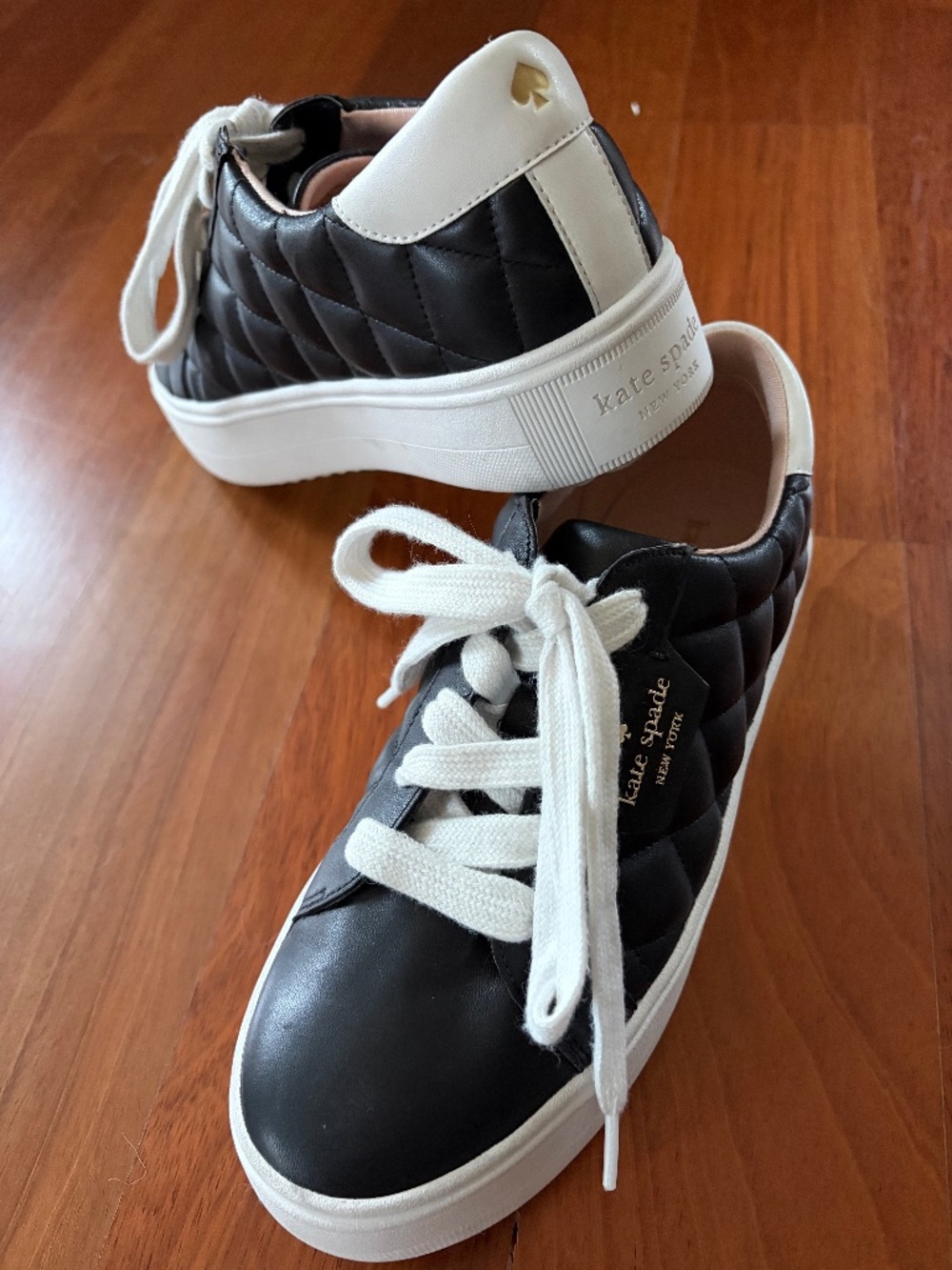 Kate Spade Black Quilted Leather Platform Sneakers